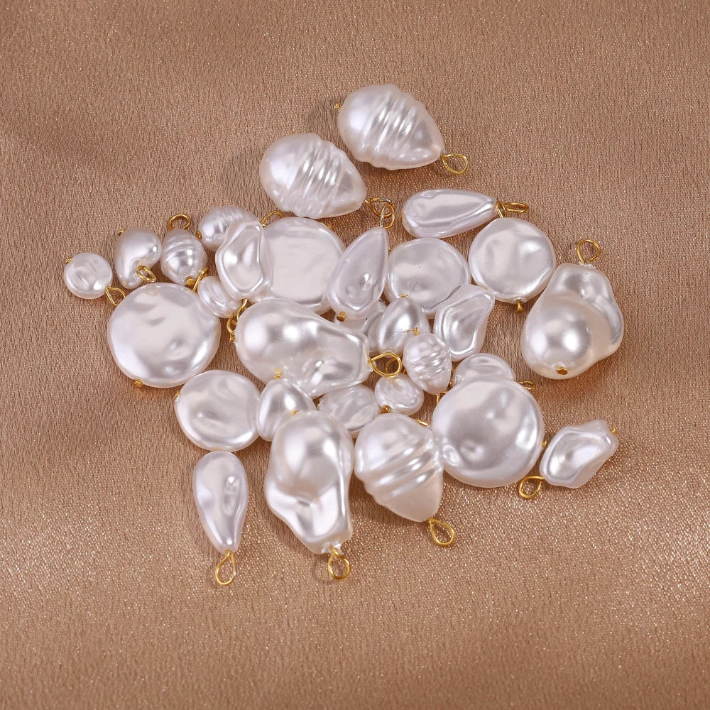 10pcs Imitation Pearl Stainless Steel Needle Charms Accessories for DIY Earrings Necklace Bracelet Jewelry Making Charm Dangles