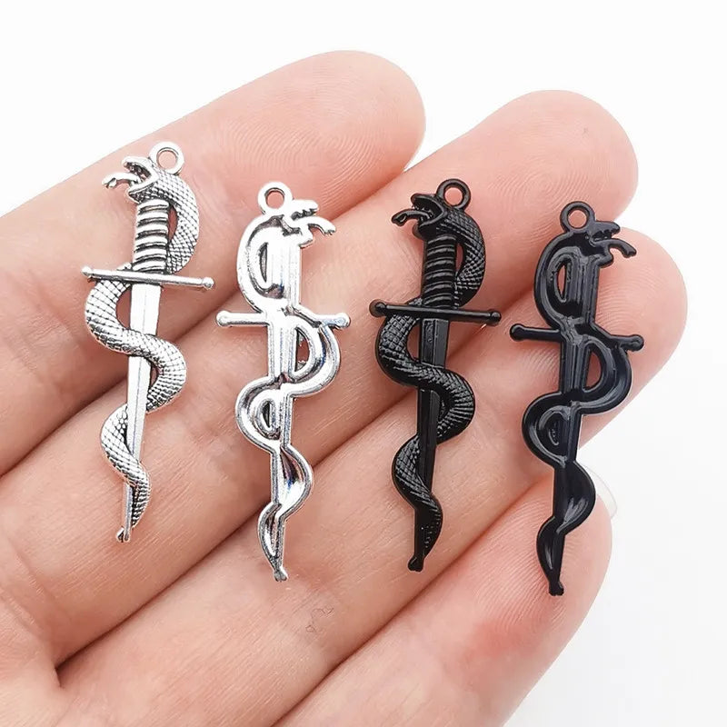 10pcs 40*13.5mm Alloy Snake Sword Charms,Snake Charm, Dagger Charm,Snake Pendant  Fit Jewelry Making DIY Jewelry Findings