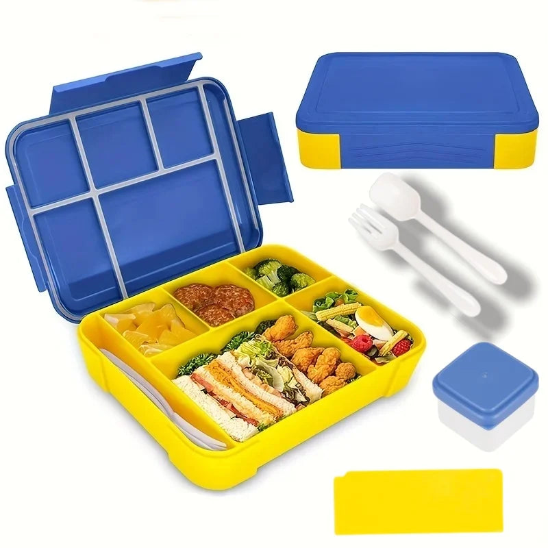 1330ML Lunch Box Adult Bento Boxes Food Containers with 6 Compartment and Tableware For Snack Work School Microwave Oven Heating