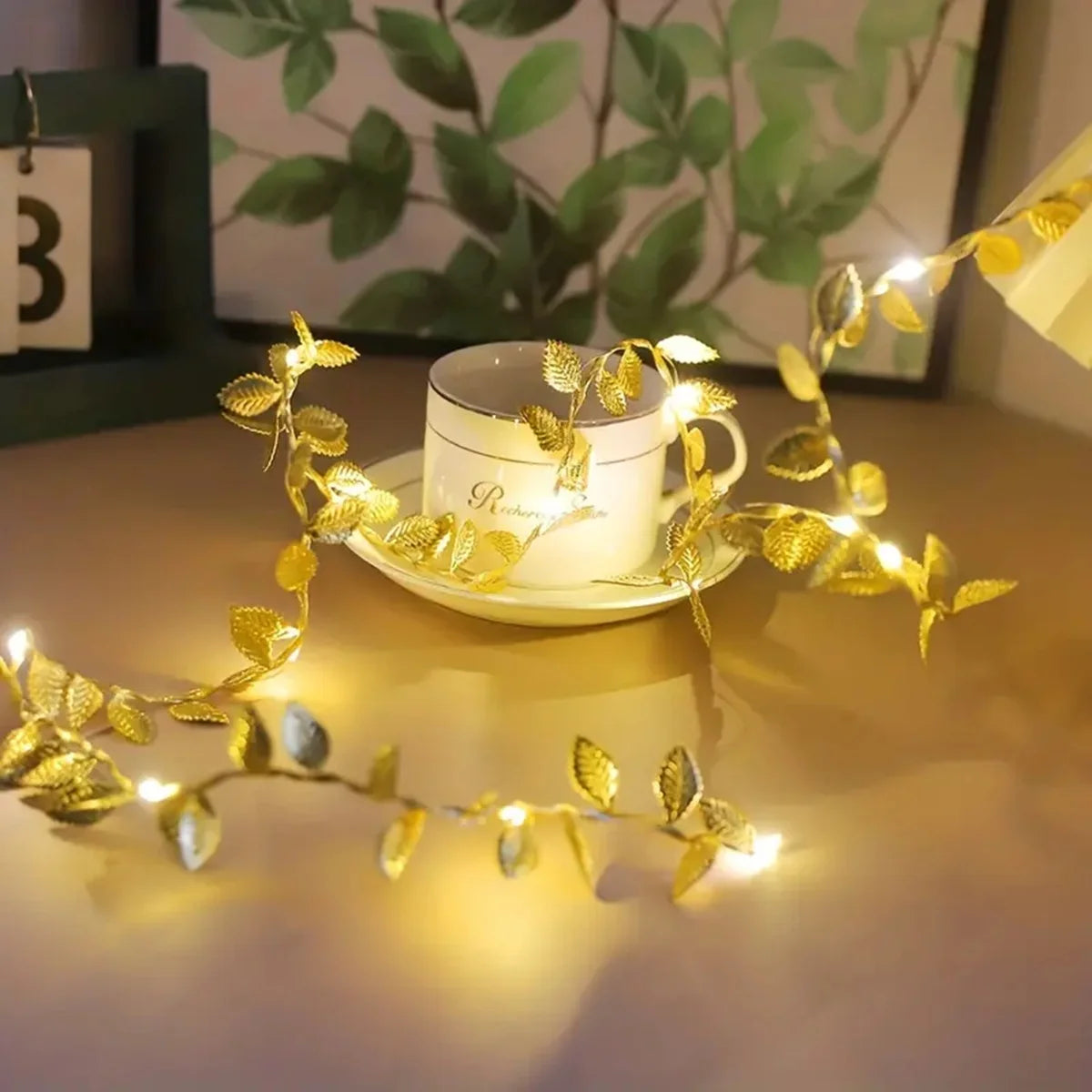 Golden Tiny Leaves Fairy Light Sliver Leaf Battery Powerd Led Copper Wire String Lights For Wedding Home Party DIY Xmas Decor