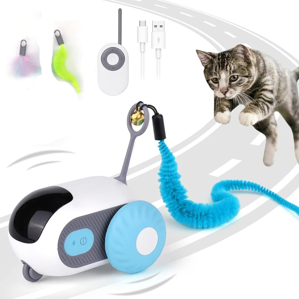 Smart Cat Toy Car Interactive Cat Toy Ball Automatic Rolling Remote Control Toy Car Indoor Cat Accessories Pet Kitten Supplies