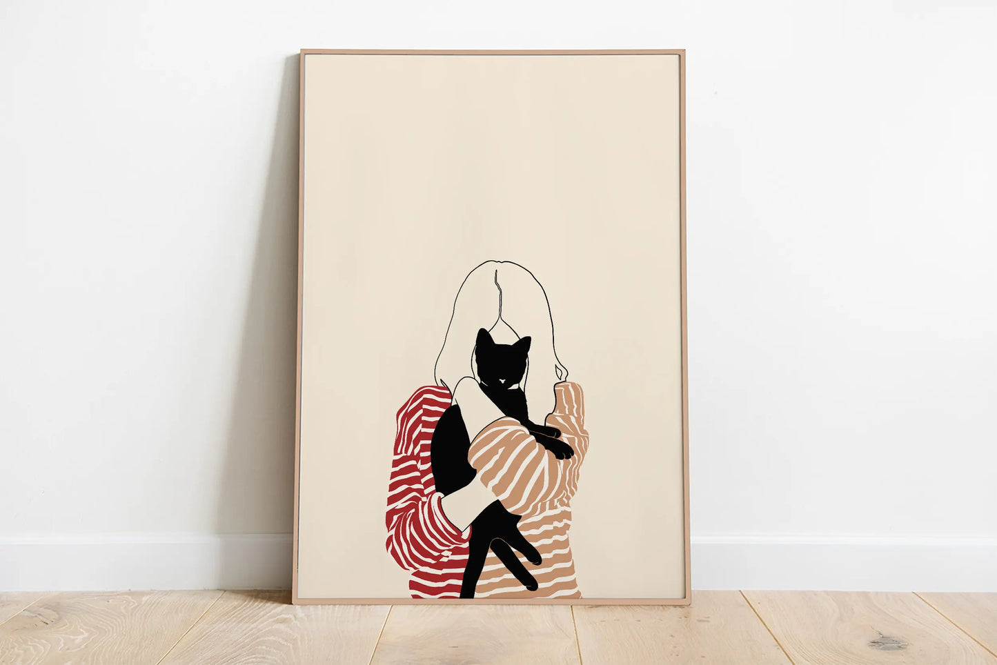 Minimalist Aesthetic Cute Animal Wall Art Illustration Poster Sleepy Kitties Canvas Painting Home Decor Cat Lover Gift