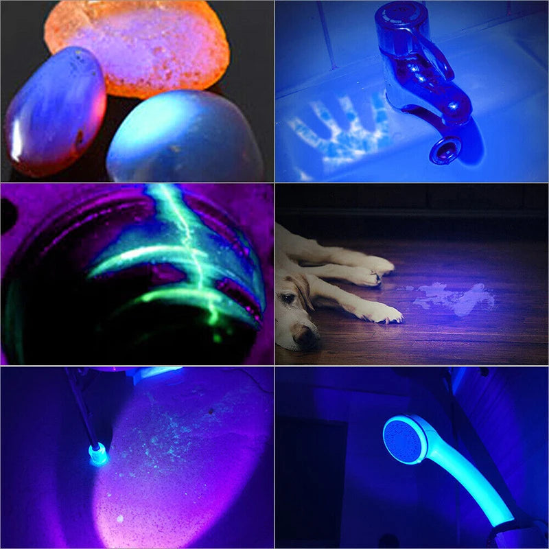 395nm UV Flashlight Blacklight Zoomable USB Rechargeable UV Light Ultraviolet Flashlight for Pet Urine Detector Resin Curing