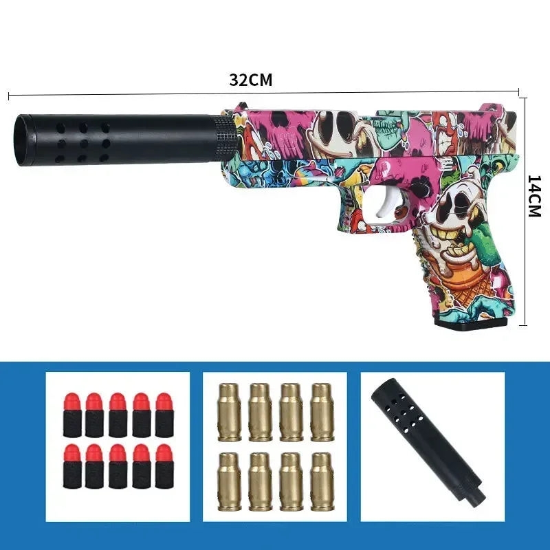 Toy Pistol Soft Bullet Toy Guns M1911 Shell Ejected Foam Manual Airsoft Weapon with Silencer For Kids Adults