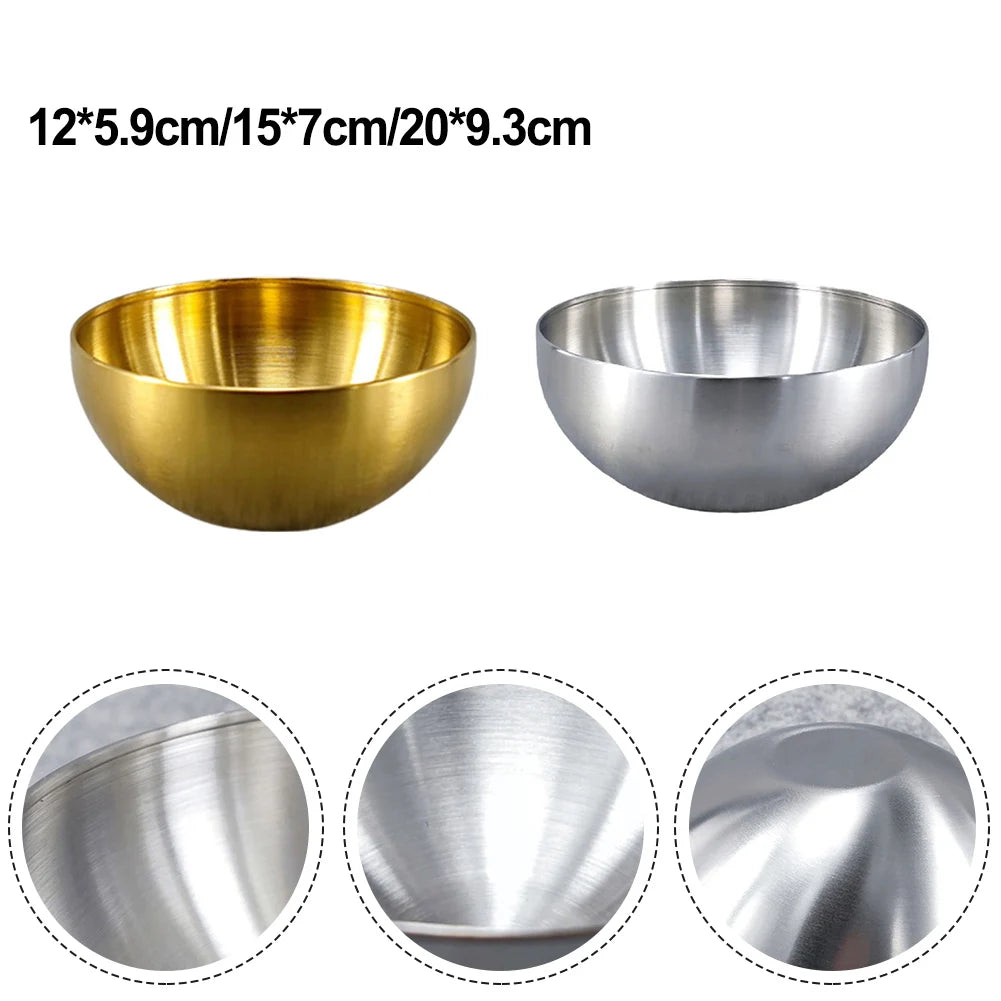 Gold Stainless Steel Fruit Salad Bowls Soup Rice Noodle Ramen Bowl Kitchen Tableware Food Container Mixing Bowls