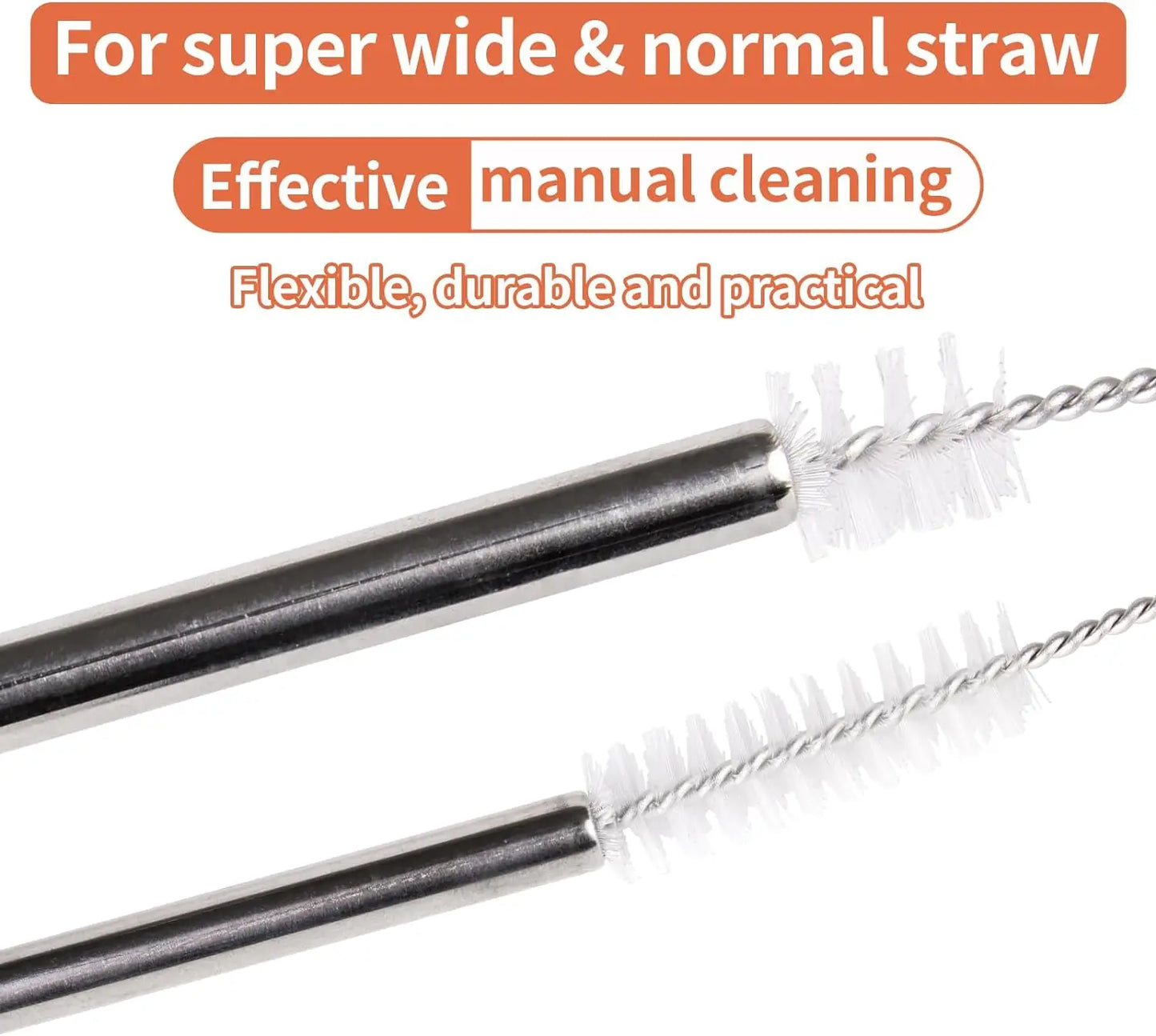 Drinking Straw Cleaning Brush Kit Reusable Tube Pipe Cleaner Nylon Stainless Steel Long Cleaning Brushes for Baby Cup Bottles