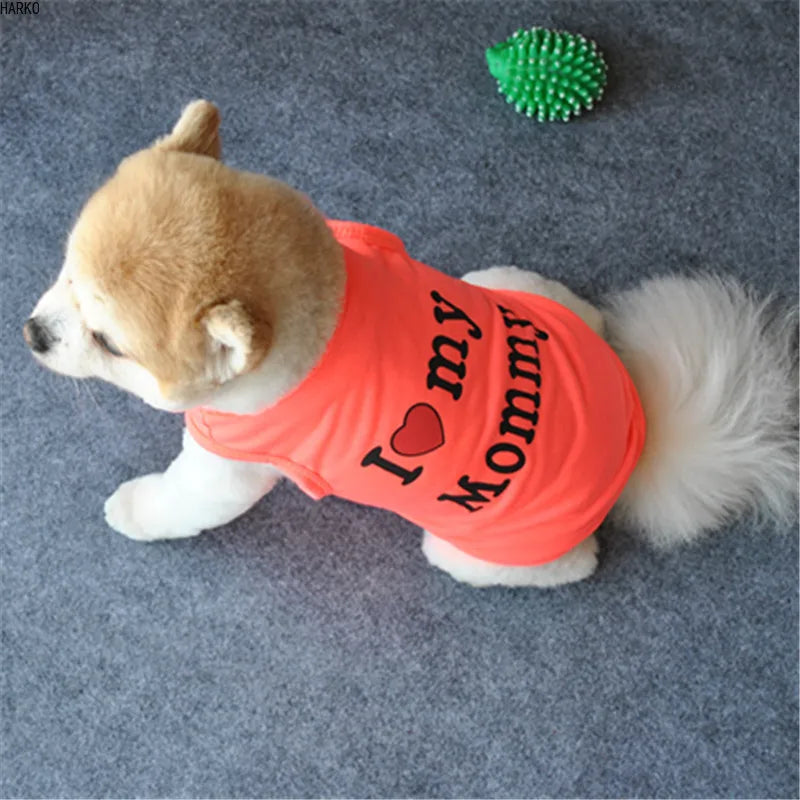 Cute Printed Summer Pets tshirt Puppy Dog Clothes Pet Cat Vest Cotton T Shirt Pug Apparel Costumes Dog Clothes for Small Dogs