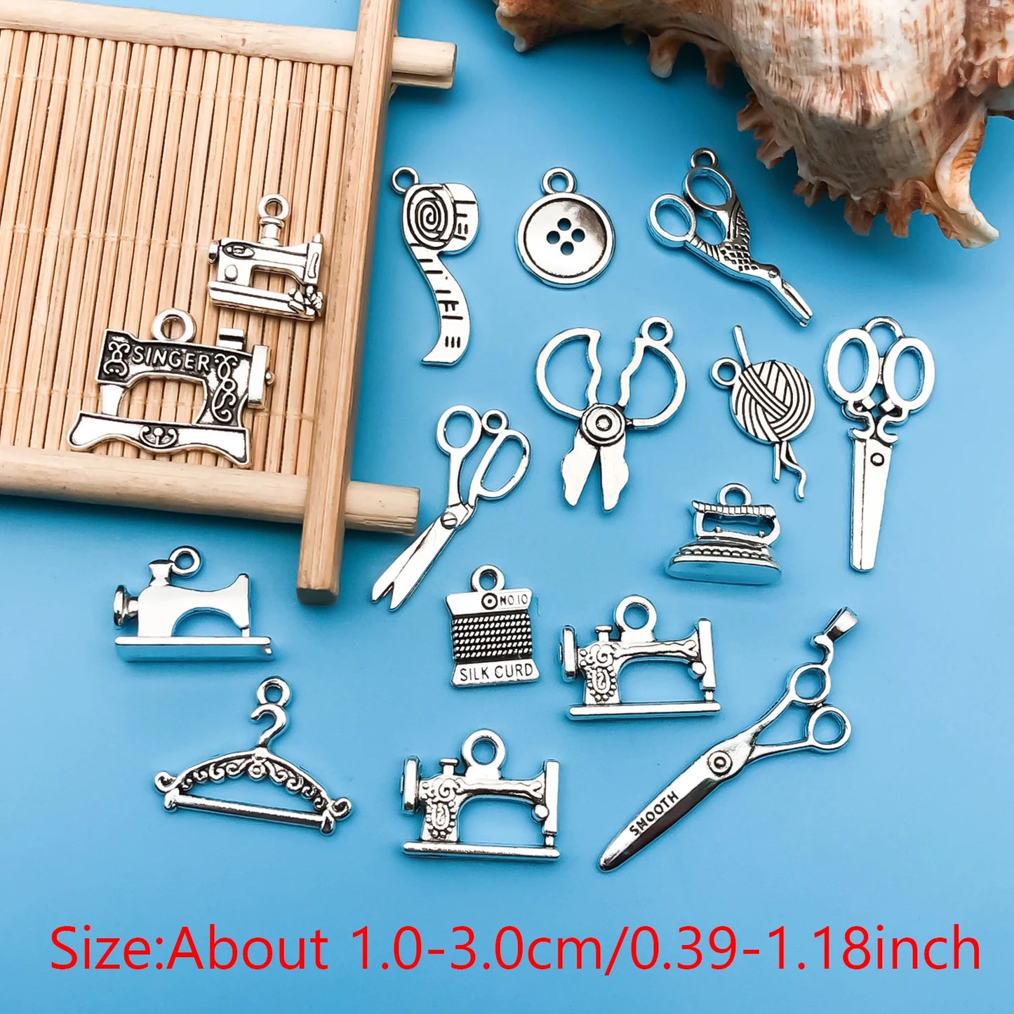 74pcs Antique Silvery Sewing Charms Pendant For Jewelry Making Tool Charms Findings Crafting Accessory For DIY Necklace Bracelet