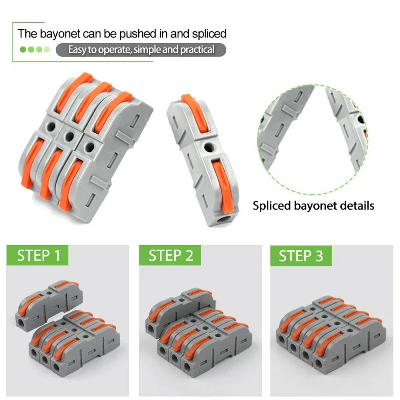 DIY GO Quick Splicing Multiplex Butt Wire Connector Compact Electrical Cable Terminal Block Home Wiring Connectors Junction Box