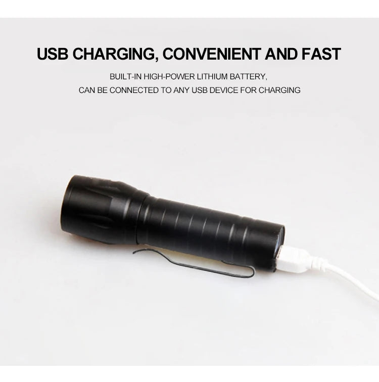 Mini Torch LED Rechargeable Flashlight Portable USB Charging Flashlight High Power Bank Camping Waterproof Long Range Lantern