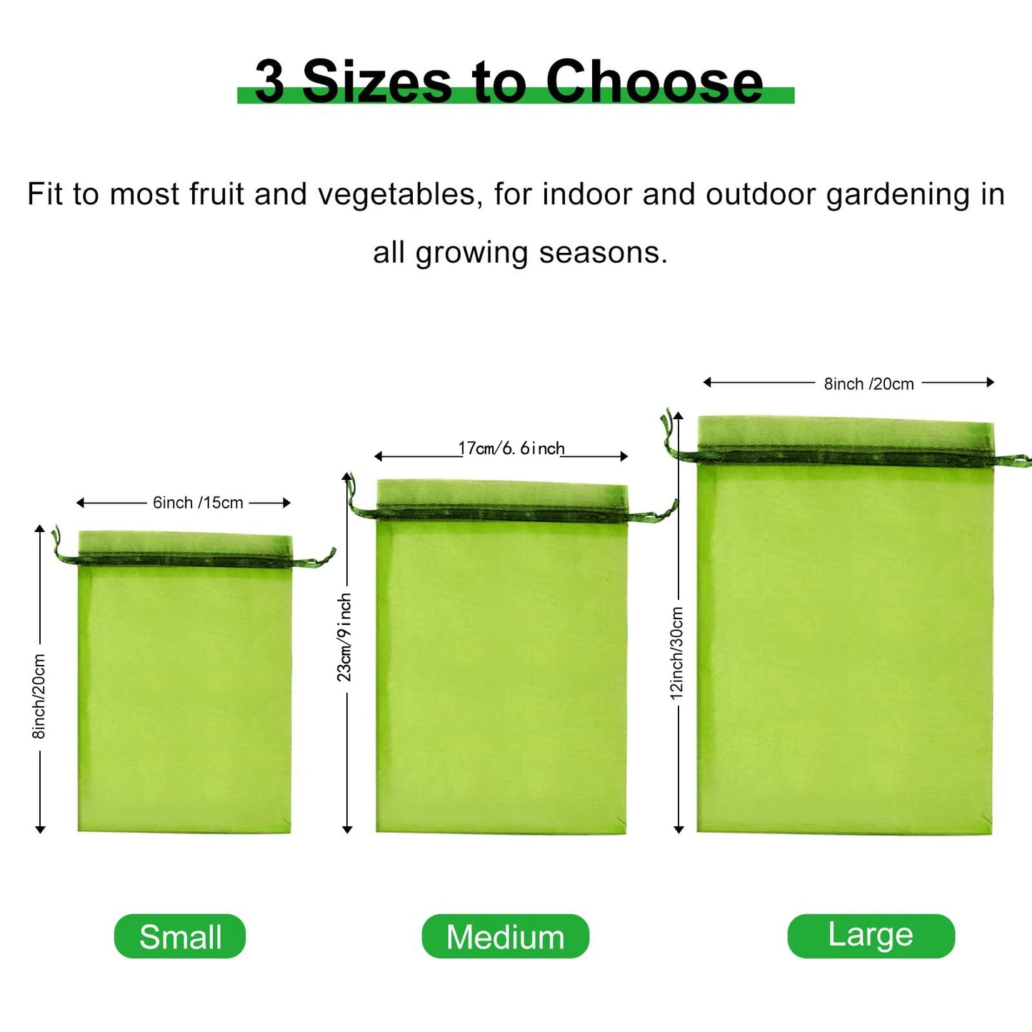 100pcs Fruit Protection Bags Pest Control Anti-Bird Garden Netting Bags Strawberry Grapes Mesh Bag Plante Vegetable Grow Bags