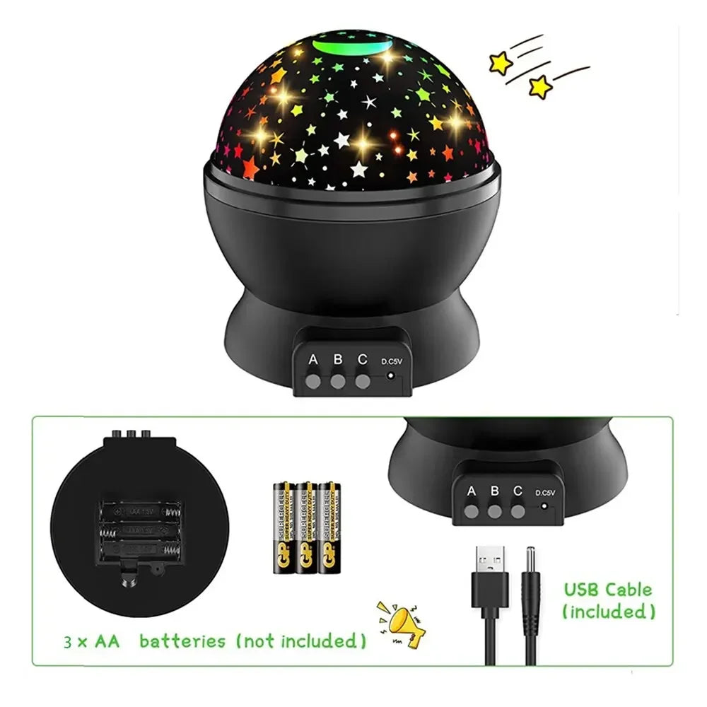 GGbingo LED Starry Night Light Rotating High Capacity 500mAH Lithium Battery Starry Sky Projection Light Bedroom Decorations.