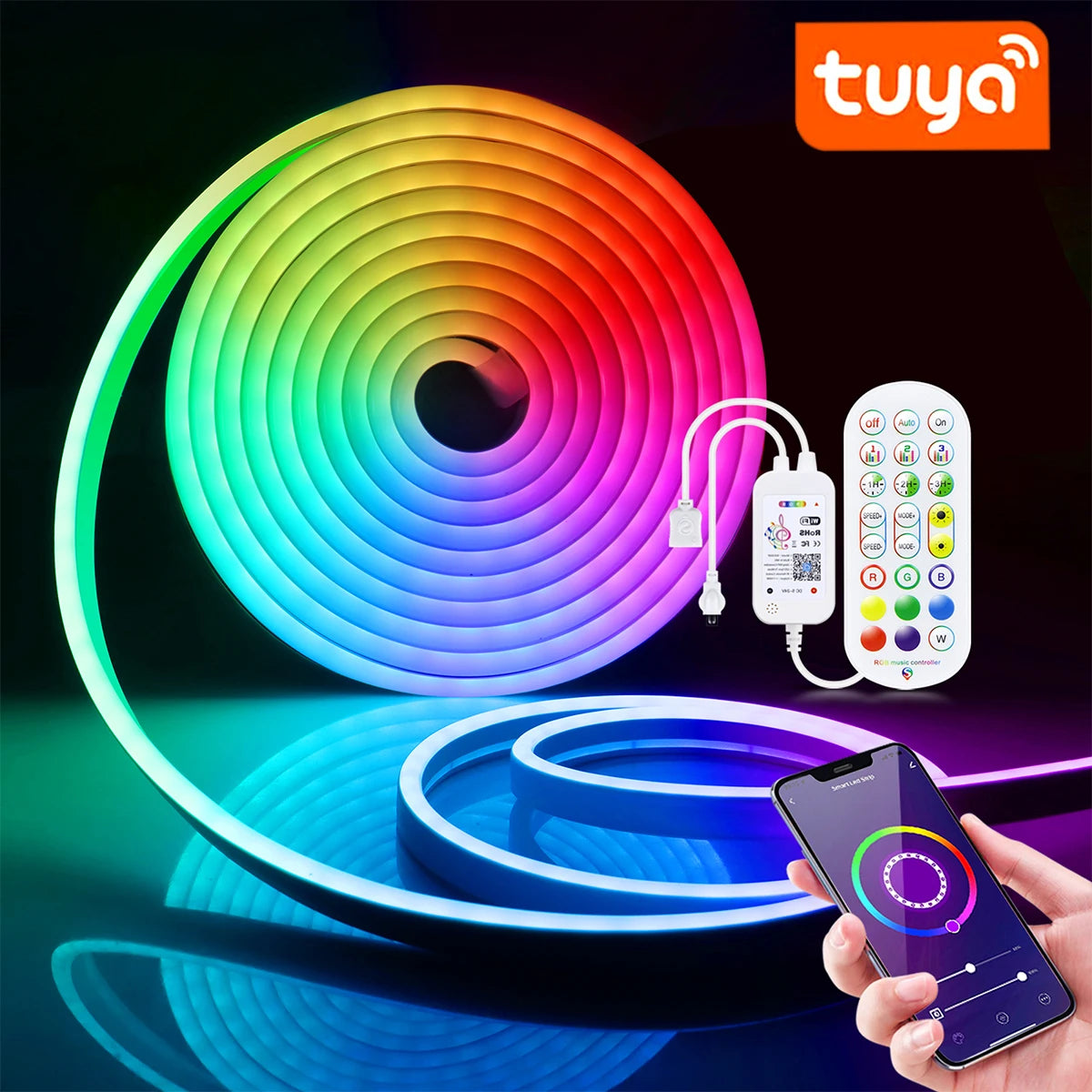 5V USB RGB Neon LED Strip 1/2/3/4/5M Tuya WiFi Neon RGB Strip Work With Smart Life APP/Alexa/Google Home for Neon Decor Lighting