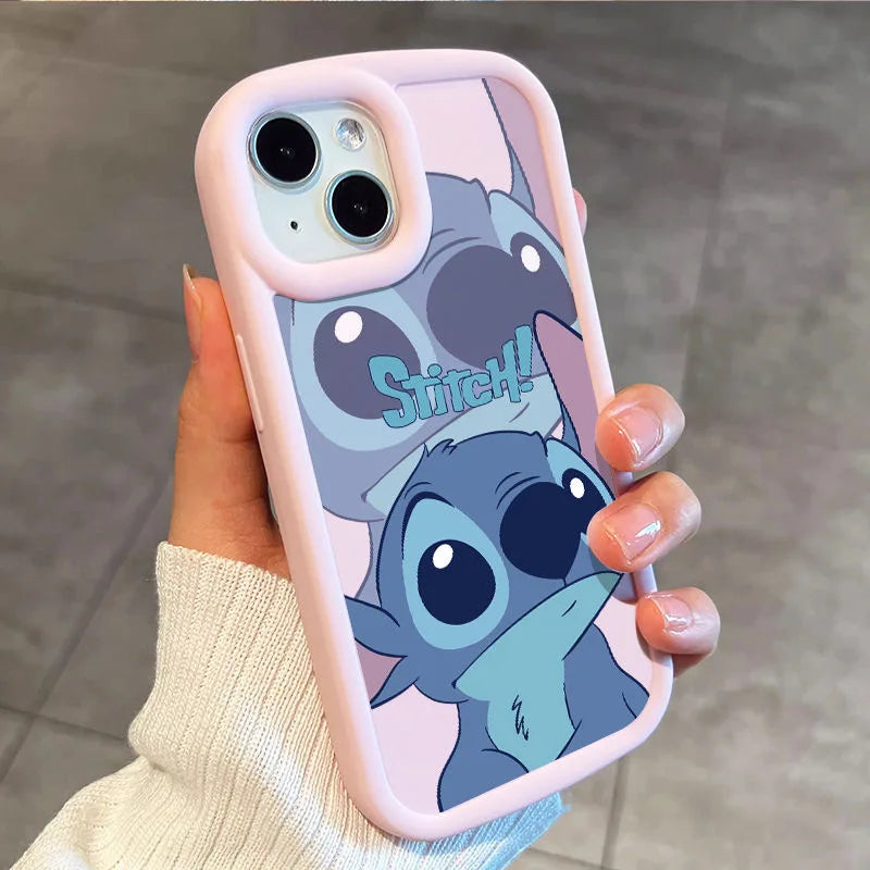 Stitch Love Big Eye Cute Phone Case For iPhone 16 15 14 13 12 11 Pro Max 7 8Plus XR XS Max Lovely Anti Fall Kawaii Cover Cartoon