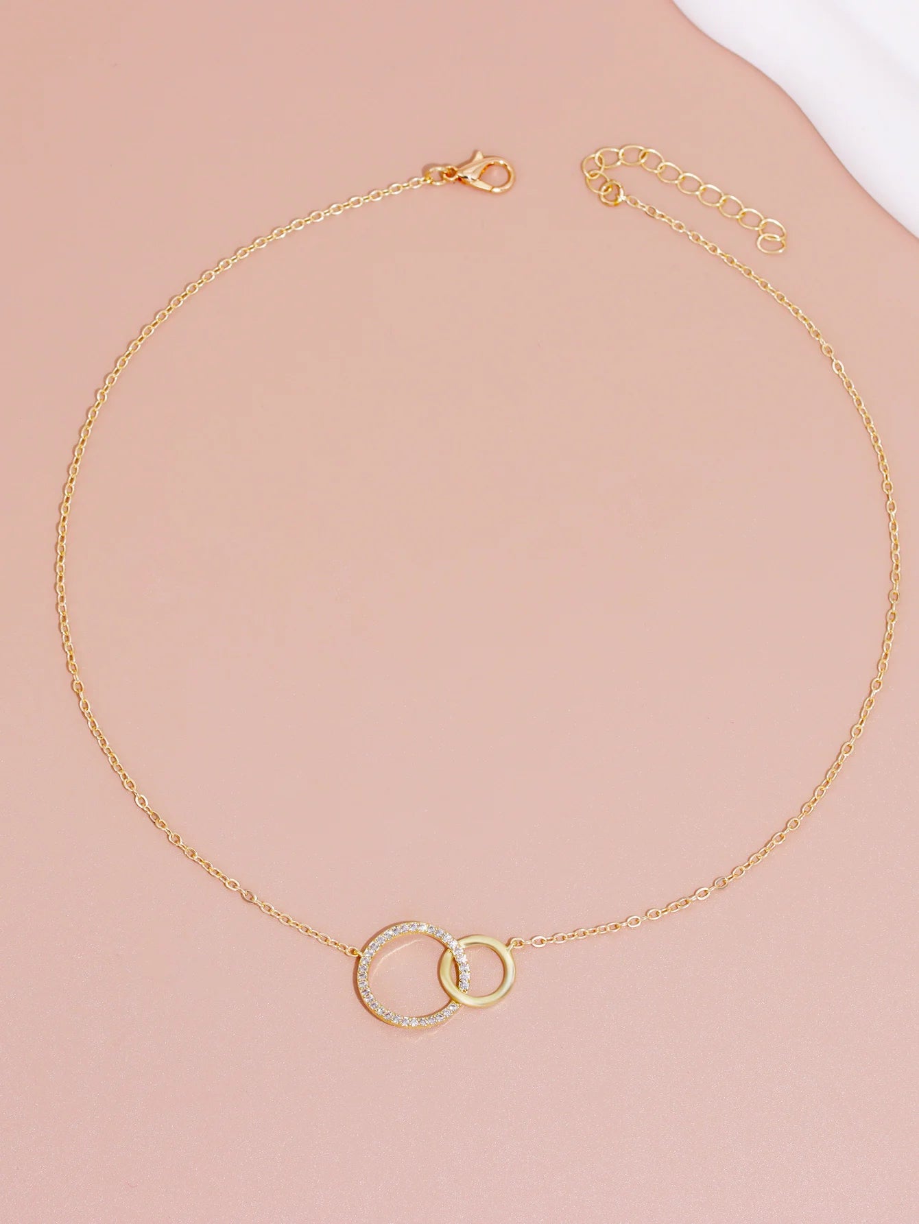 Stainless Steel Necklaces for Women Fashion Thin Chain Minimalist Dainty Double Circle Pendant Necklace on The Neck Jewelry