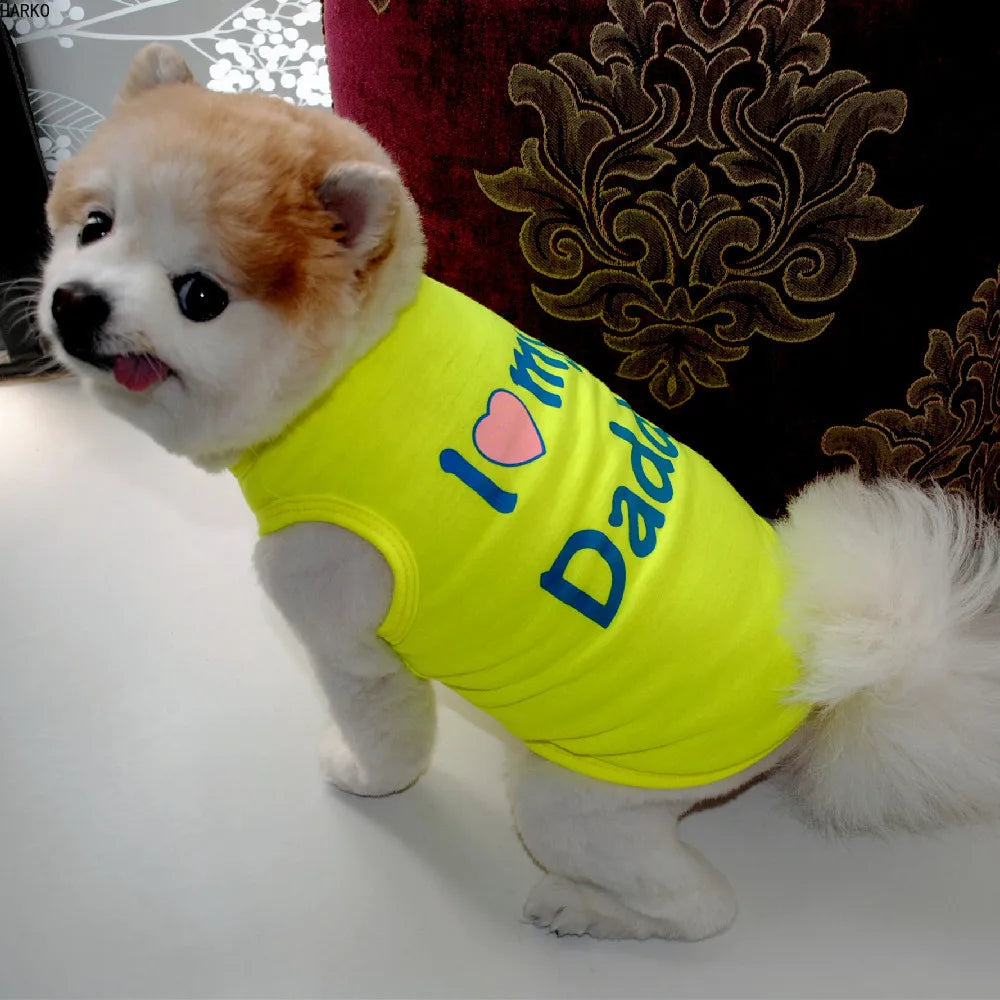 Cute Printed Summer Pets tshirt Puppy Dog Clothes Pet Cat Vest Cotton T Shirt Pug Apparel Costumes Dog Clothes for Small Dogs