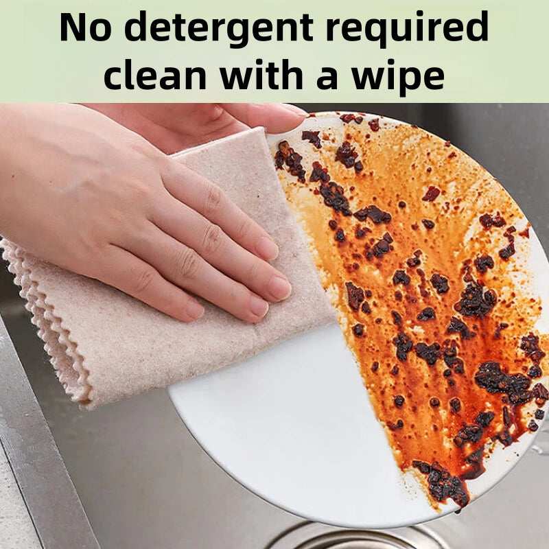 Luffa duster dry and wet oil-absorbing dishwashing non-hair non-oil thickening multi-functional cleaning cloth