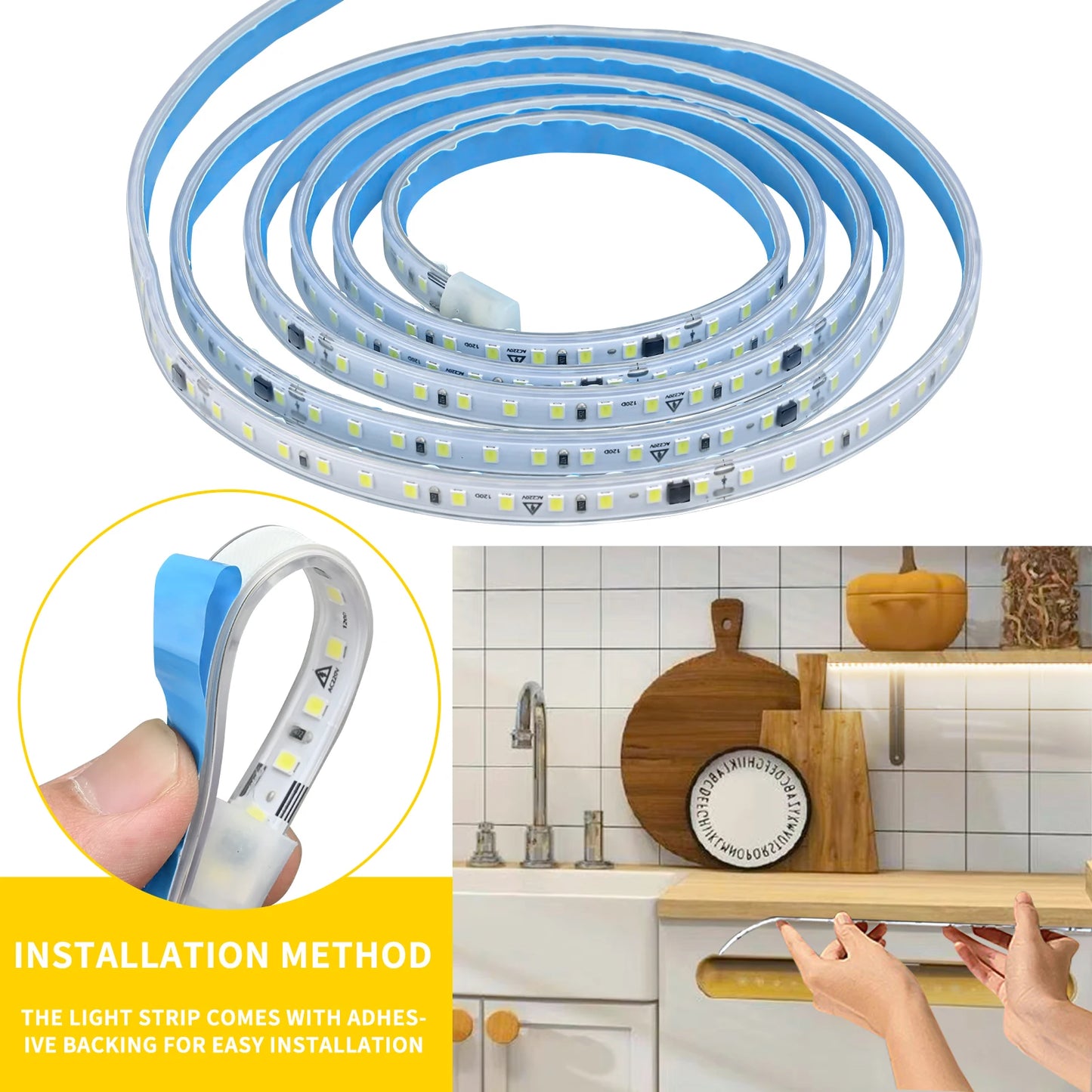 220V Waterproof LED Strip Light High Brightness 120LEDs/m For Home Decoration Kitchen Outdoor Garden LED Light With Switch