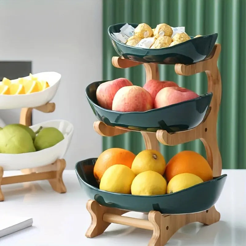 Table Plates Dinnerware Kitchen Fruit Bowl with Floors Partitioned Candy Cake Trays Wooden Tableware Dishes