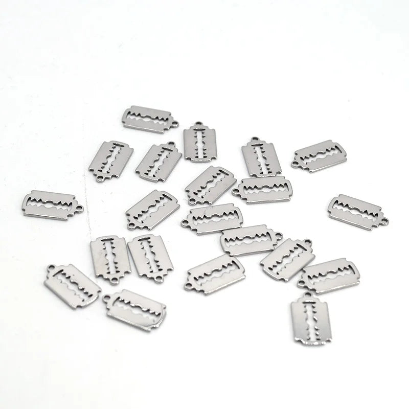 10pcs Stainless Steel Mini Hollow Blade Metal Charms Vintage Punk Barcelet Earring Pendant Accessory Diy Gothic Jewelry Make