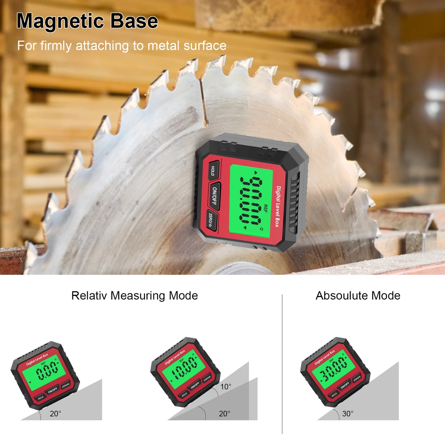 Digital Protractor 4*90° Electronic Inclinometer Backlight Level Box With Magnetic Base Angle Finder Gauge Measurement Tool