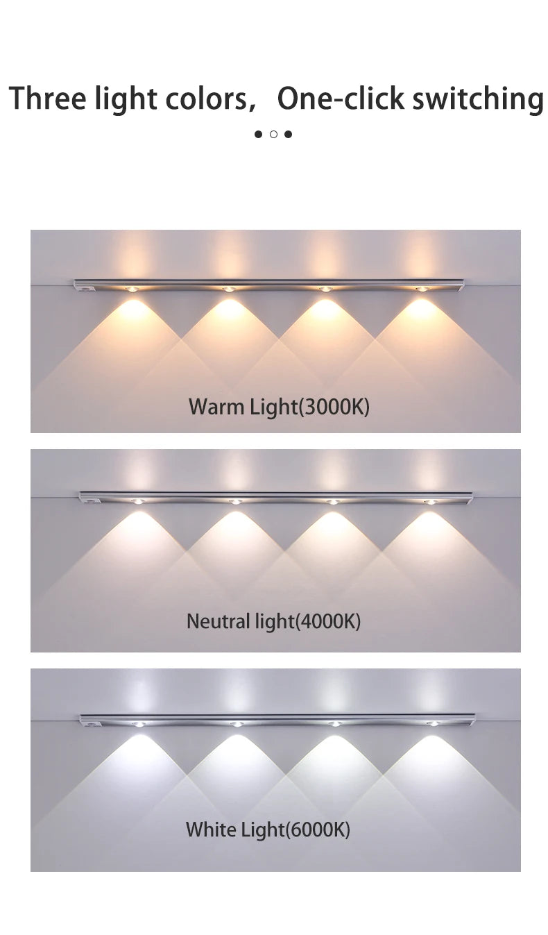 Cabinet Light USB Rechargeable Motion Sensor Ultra-thin Night Light for Kitchen Wardrobe Cabinet Lighting 20CM/30CM/40CM/50CM