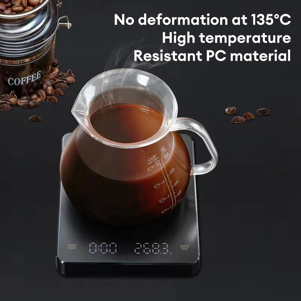 Digital Coffee Scale with Timer LED Screen Espresso USB 3kg Max.Weighing 0.1g High Precision Measures in Oz/ml/g Kitchen Scale