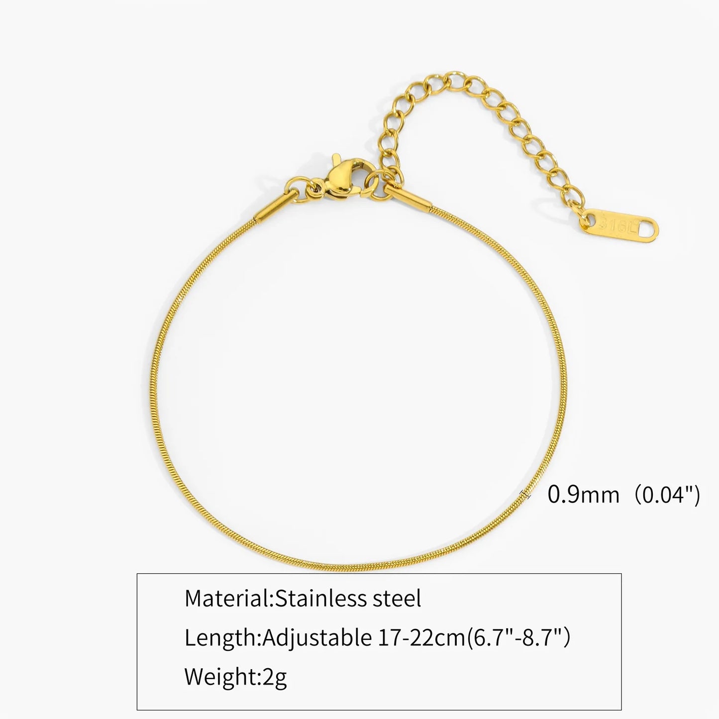 New Ultra-fine Stainless Steel Snake Chain Bracelet Gold Color Simple Bracelet For Women INS Fashion Jewelry Accessories