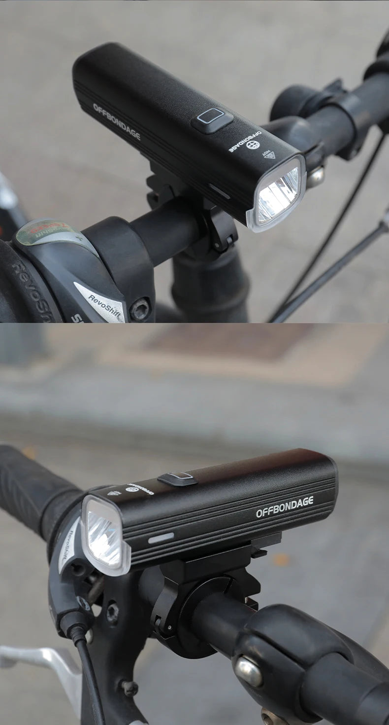 OFFBONDAGE Bicycle Light 1000Lumen Bike Headlight Power Bank Flashlight Handlebar USB Charging MTB Road Highlight