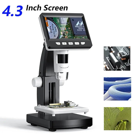 1000X 4.3" LCD Digital Microscope 1080P Coin Microscopio 8 LED Lights USB Magnifier Soldering Repair Video Microscope for Coin