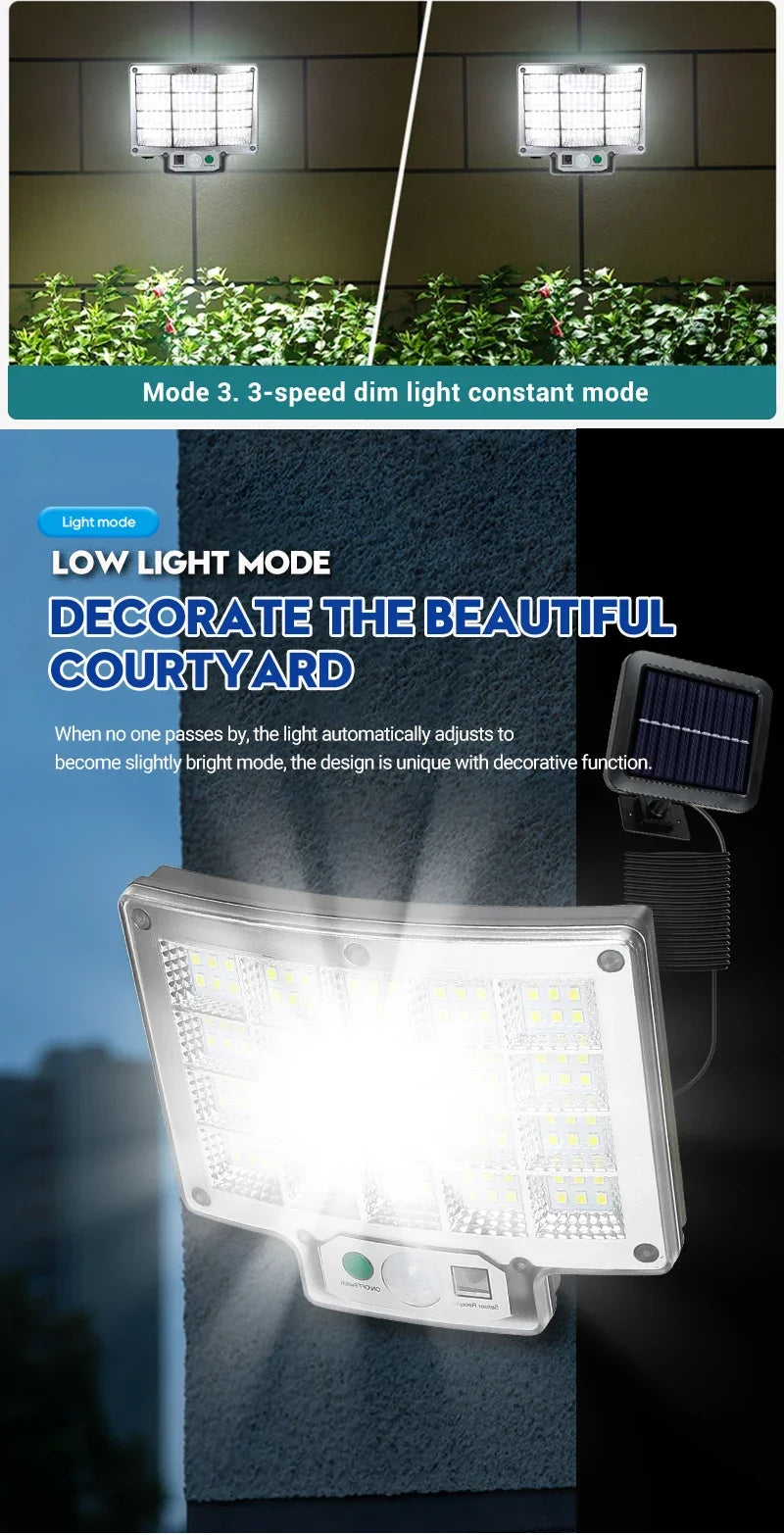 NEW 192 LED Solar Lamp Outdoor Wall Lamp IP65 Waterproof Spotlights Lamp Motion Sensor Solar 3 Mode Street Light Garden Decor