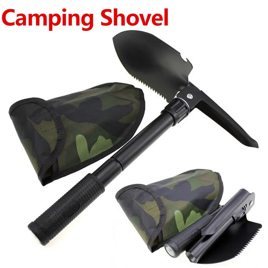 1set Multifunction Camping Shovel Survival Folding Shovels Military Tactical Shovel Hiking Outdoor Garden Hoe Digging Tool Kit