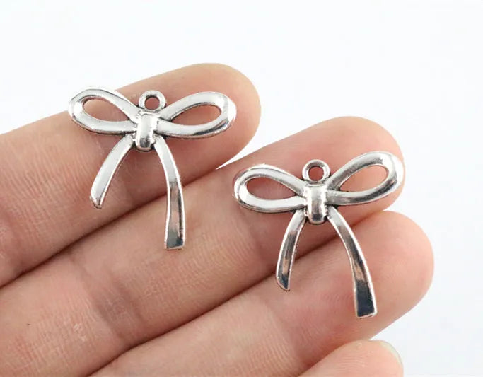 25x24mm 15pcs Antique Silver Plated Bow Tie Handmade Charms Pendant:DIY for bracelet necklace-Q2-18