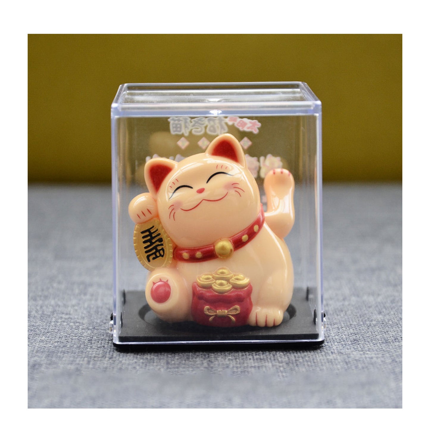 Solar Powered Maneki Neko Lucky Cat Welcoming Chinese Lucky Cat Waving Hand Beckoning Fortune Cat Figurines For Home Decor