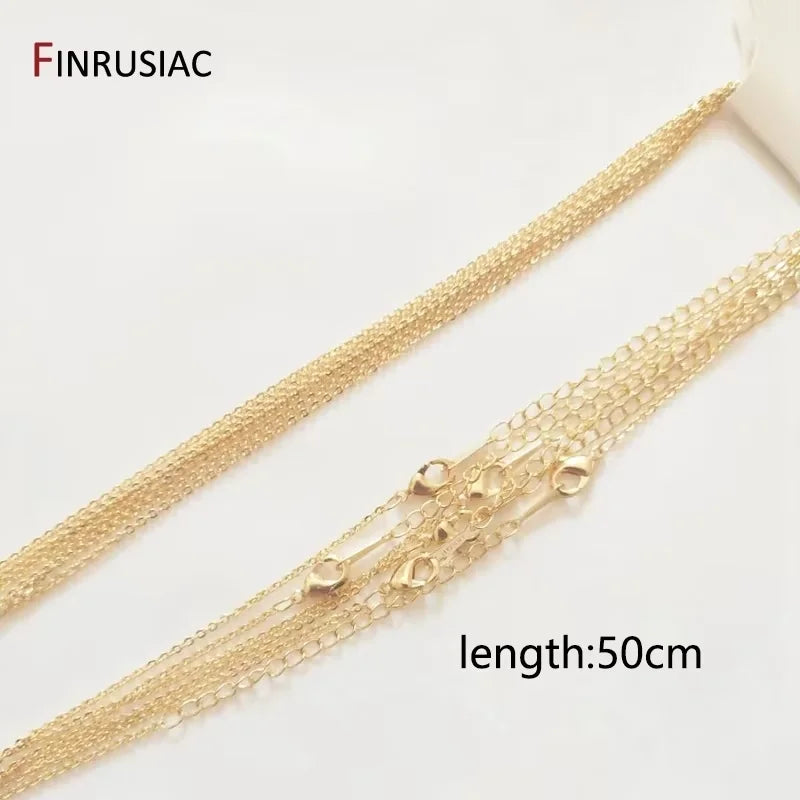 Wholesale 18K real gold plated chain for necklace making, 1.6mm thickness Spring clasp chain for Jewelry Making