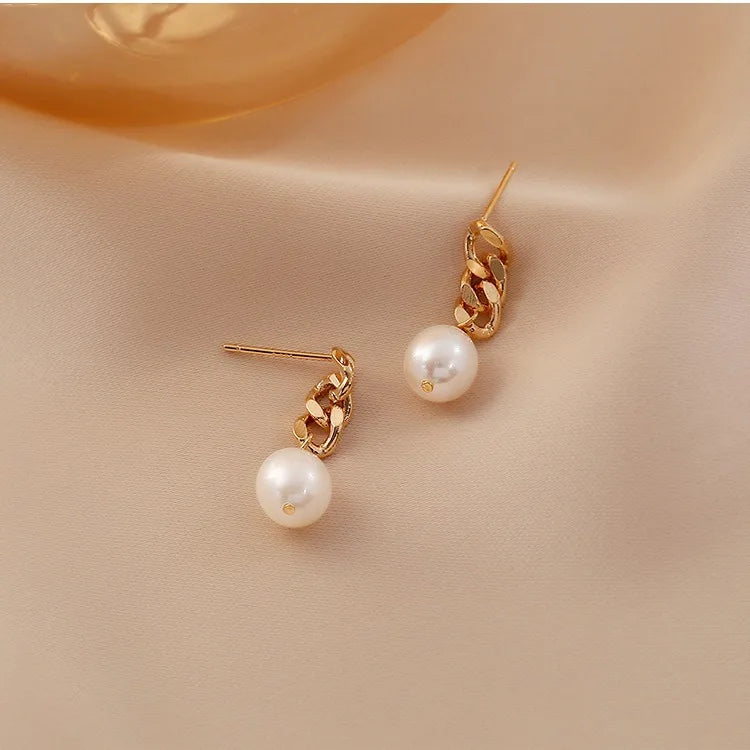 Minar Delicate Irregular Freshwater Pearl Earring For Women Gold Color Metal Hanging Drop Earrings Statement French Jewelry 2023