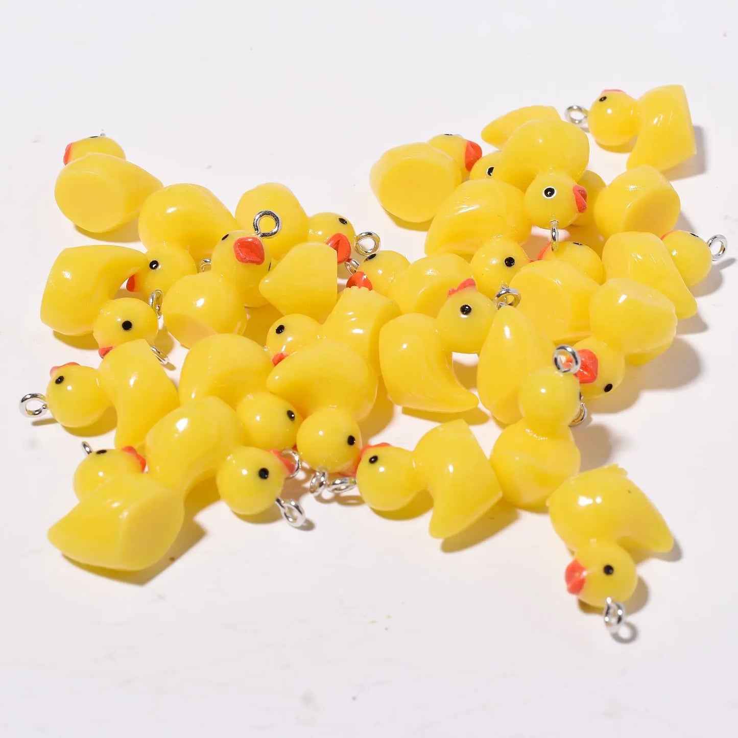 10/30/50/100pcs/Lot Yellow 3D Duck Resin Charms Cute Animal Pendant For Jewelry Making Diy Earrings Keychain Craft Accessories