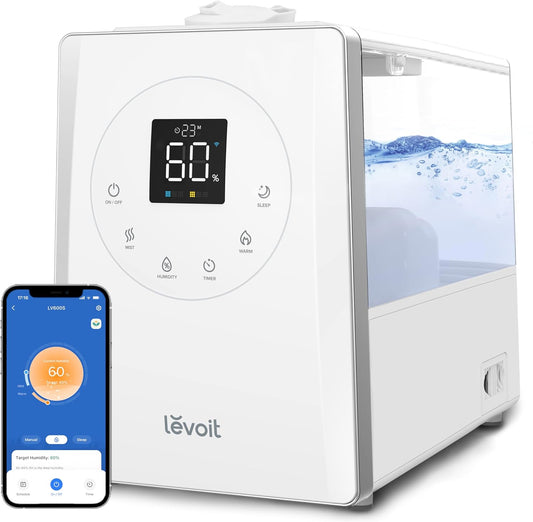 LV600S Smart Warm and Cool Mist Humidifiers for Home Bedroom Large Room, (6L) 753Ft² Coverage, Quickly & Evenly Humidify Whole House, Easy Top Fill, App & Voice Control - Quiet Sleep Mode