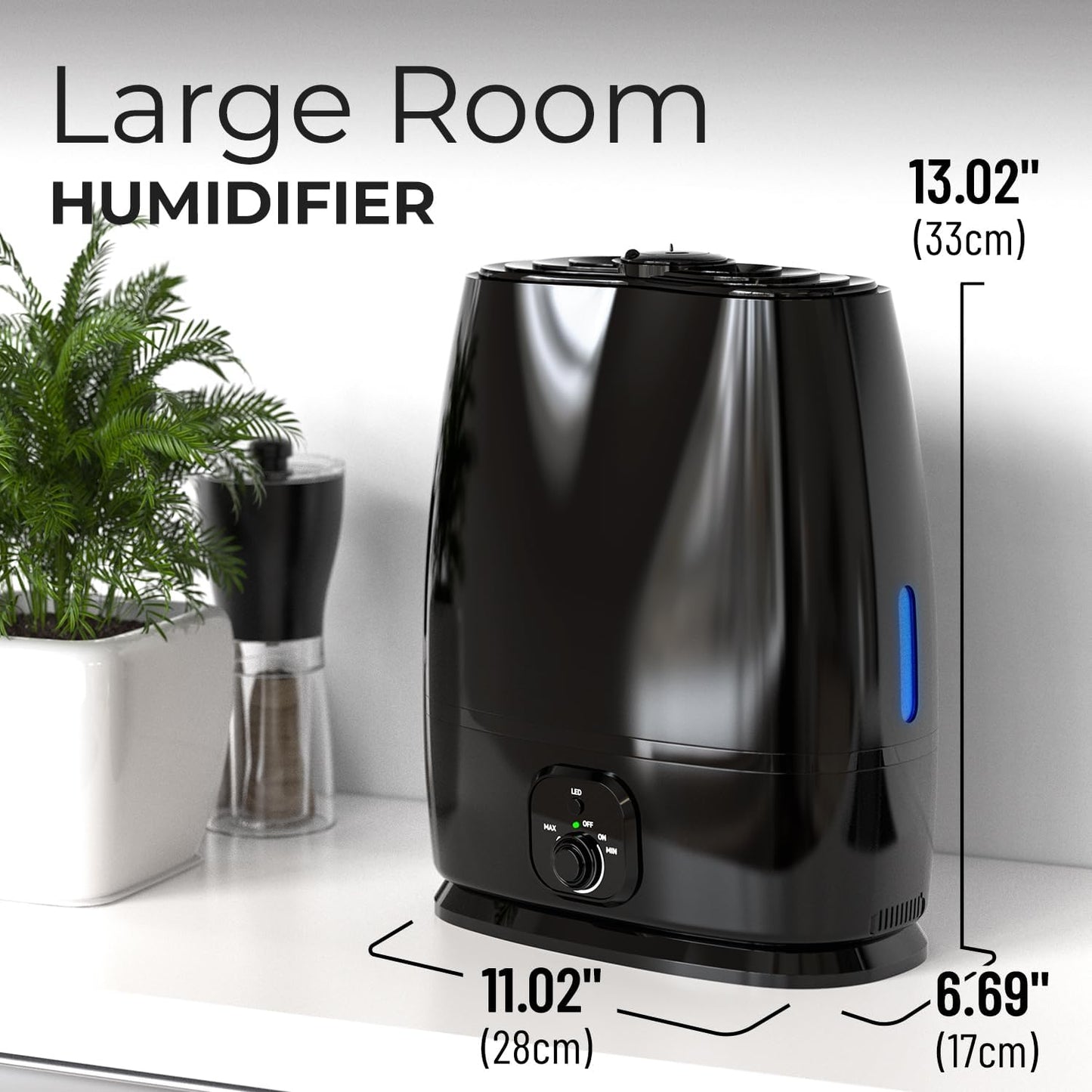 Cool Mist Humidifiers for Bedroom 6L - Humidifier Large Room No-Filter, Quiet Air Humidifier for Plants, Baby, Allergies, Dry Skin, Congestion, 50 Hr Run Time, Easy Clean