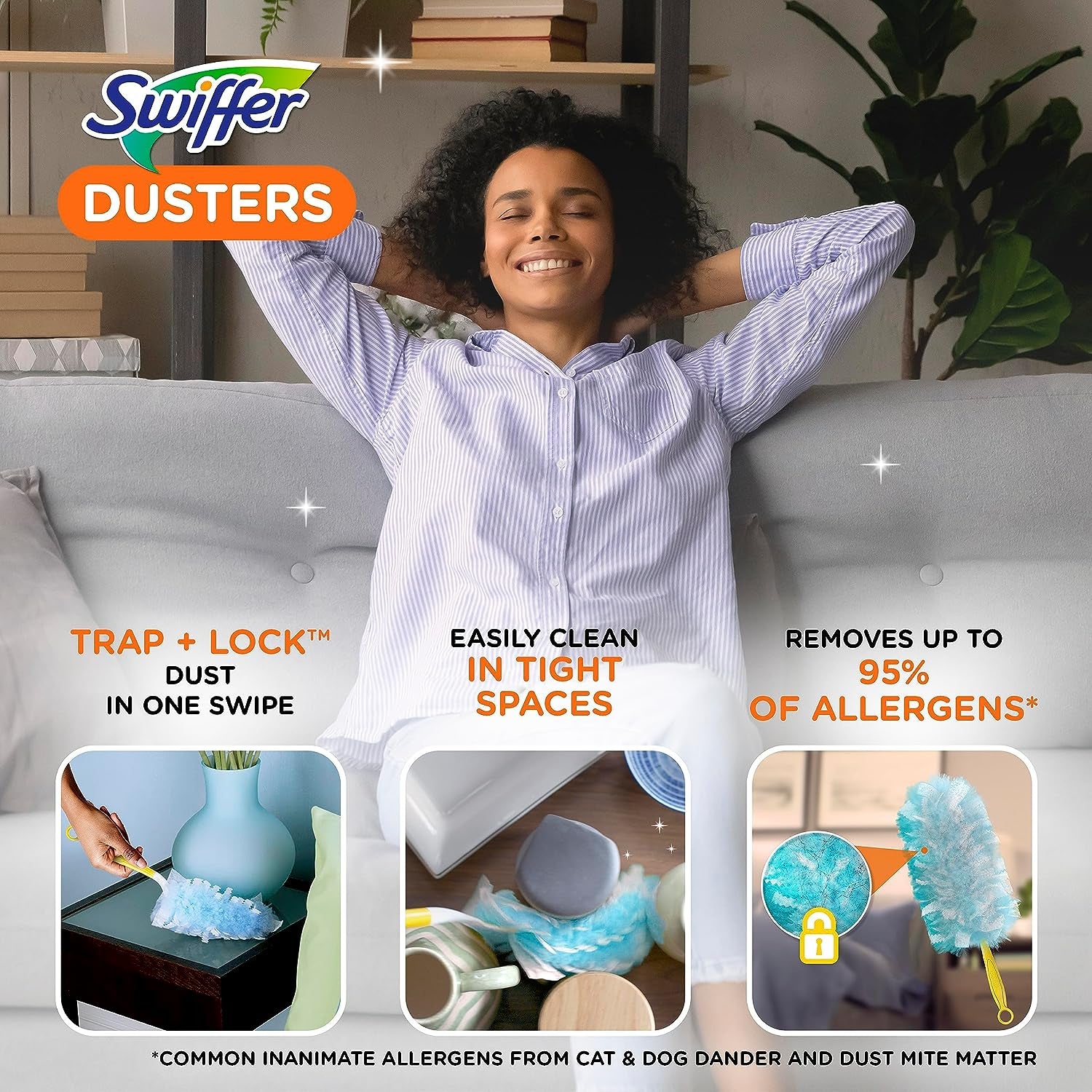 Dusters Refill for Cleaning, Feather & Microfiber Duster Disposable Alternative, for Dusting Furniture, Blinds, Ceiling Fans, Walls, Helps Remove Allergens, Unscented, 18Ct