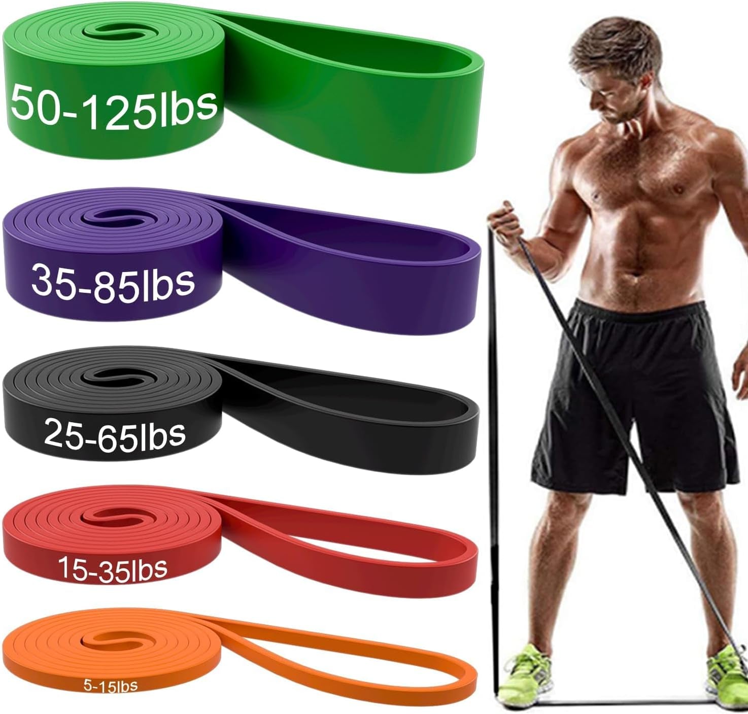 Resistance Bands, Pull up Assist Bands - Workout Bands, Eexercise Bands, Long Resistance Bands Set for Working Out, Fitness, Training, Physical Therapy for Men Women