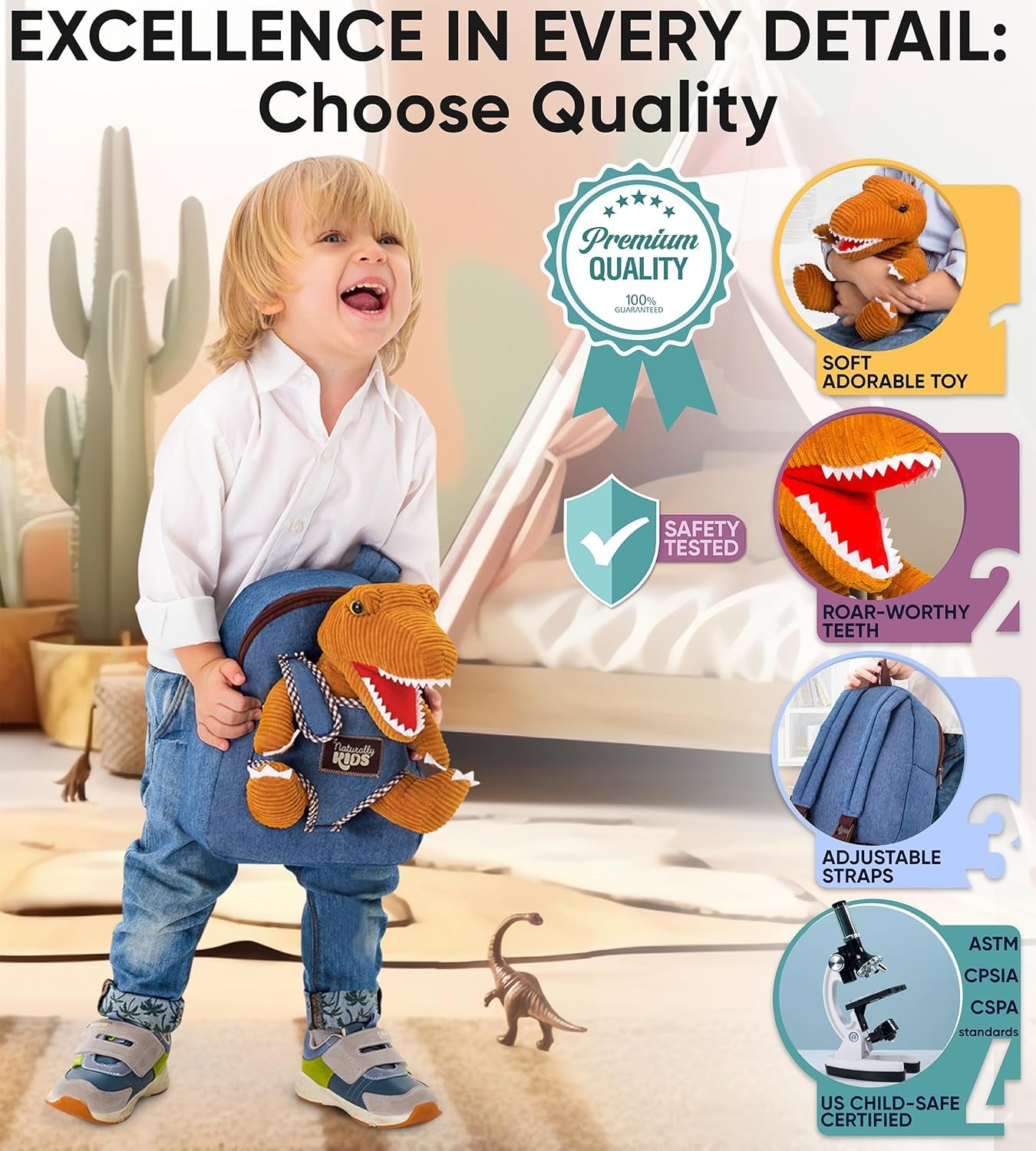 Dinosaur Toys for Kids 3-5, Dinosaur Toys for Kids 2-4, Christmas Gifts for 2 Year Old Boy, Gifts for 3 Year Old Boys, Toddler Dinosaur Backpack