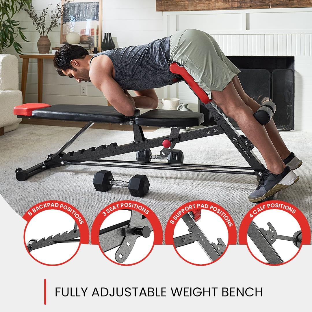 Multi-Functional FID Weight Bench for Full All-In-One Body Workout – Hyper Back Extension, Roman Chair, Adjustable Ab Sit up Bench, Incline Decline Bench, Flat Bench