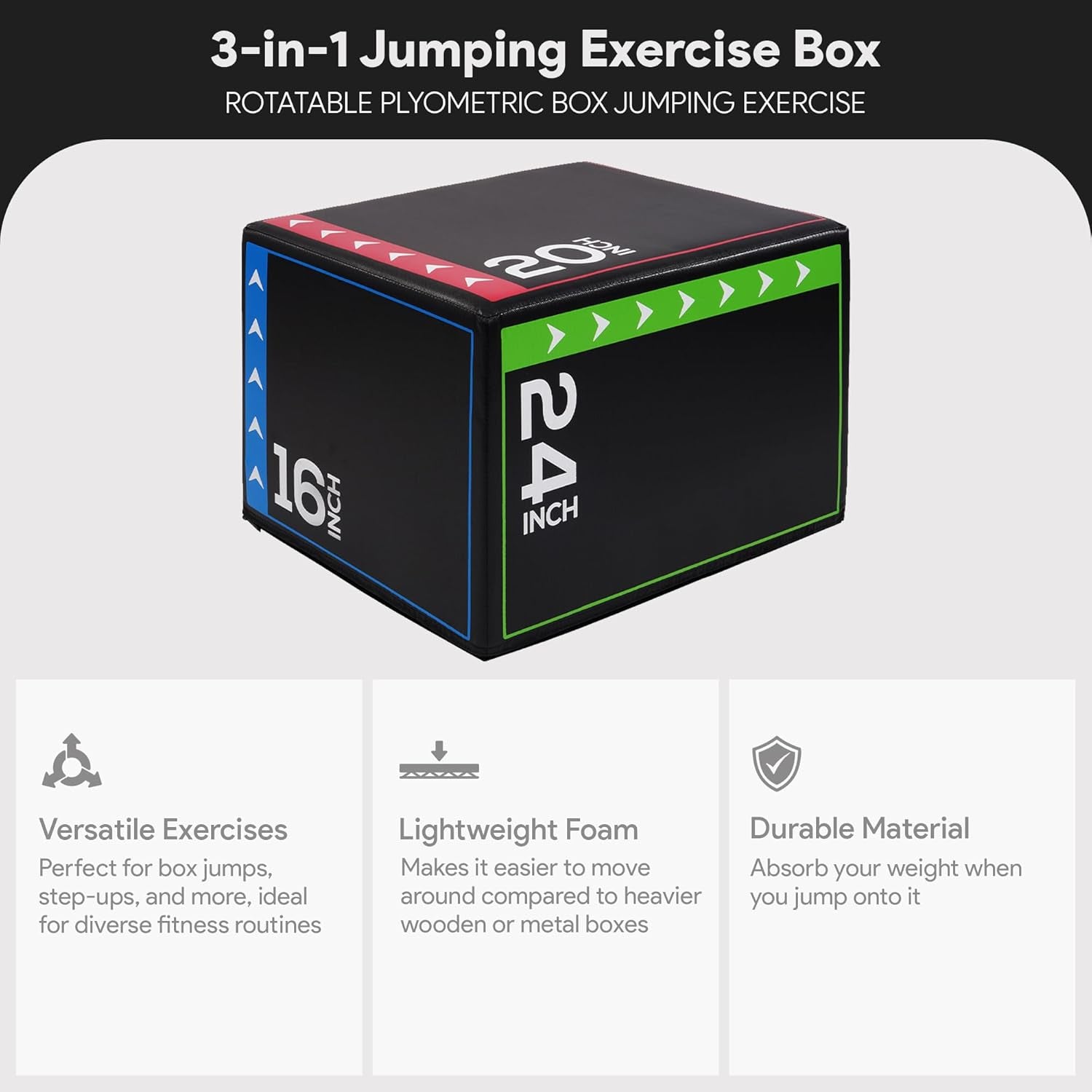 Plyo Jumping Exercise Box, Home Gym Workout Trainer, Multiple Options