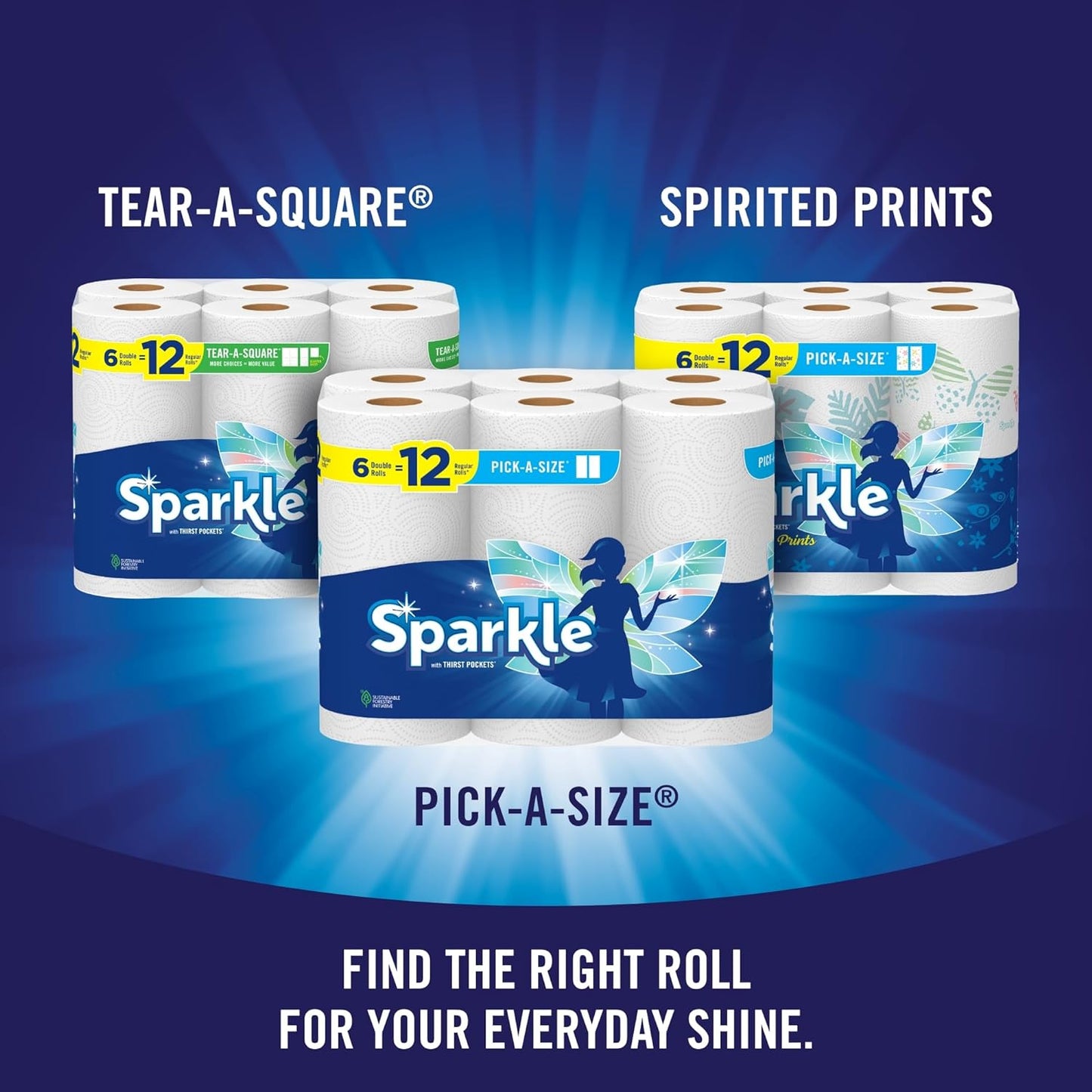 Pick-A-Size Paper Towels, 6 Double Rolls = 12 Regular Rolls, Everyday Value Paper Towel with Full and Half Sheets