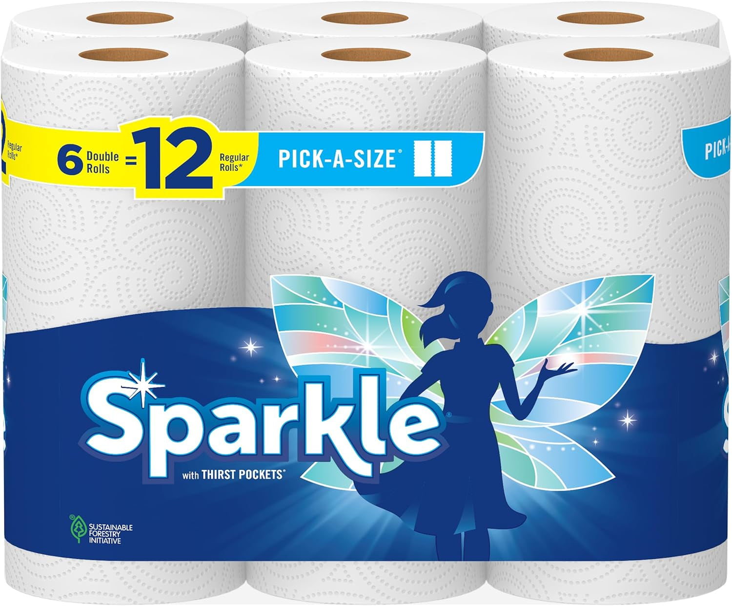 Pick-A-Size Paper Towels, 6 Double Rolls = 12 Regular Rolls, Everyday Value Paper Towel with Full and Half Sheets