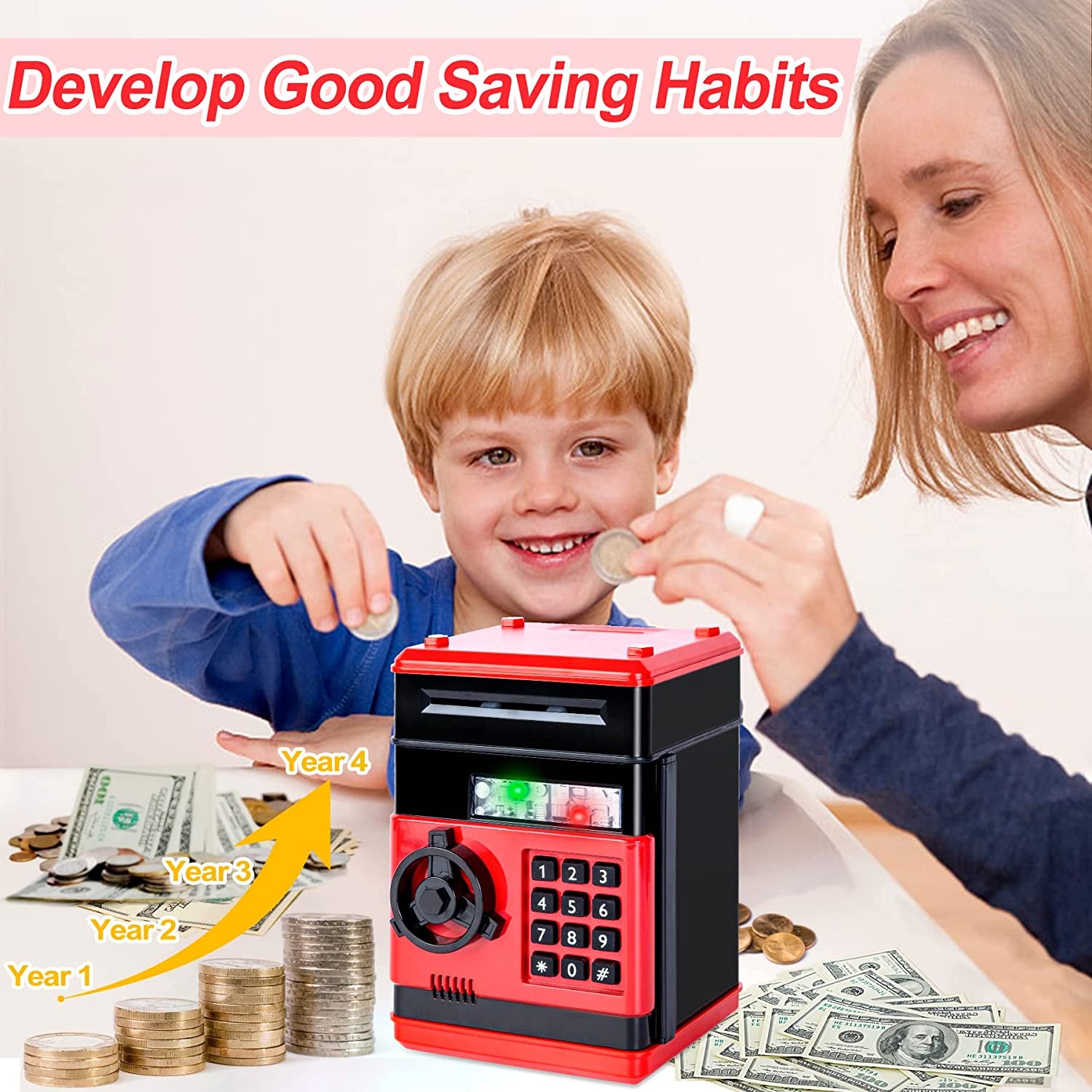 Piggy Bank Cash Coin Can ATM Bank Electronic Coin Money Bank for Kids-Hot Gift