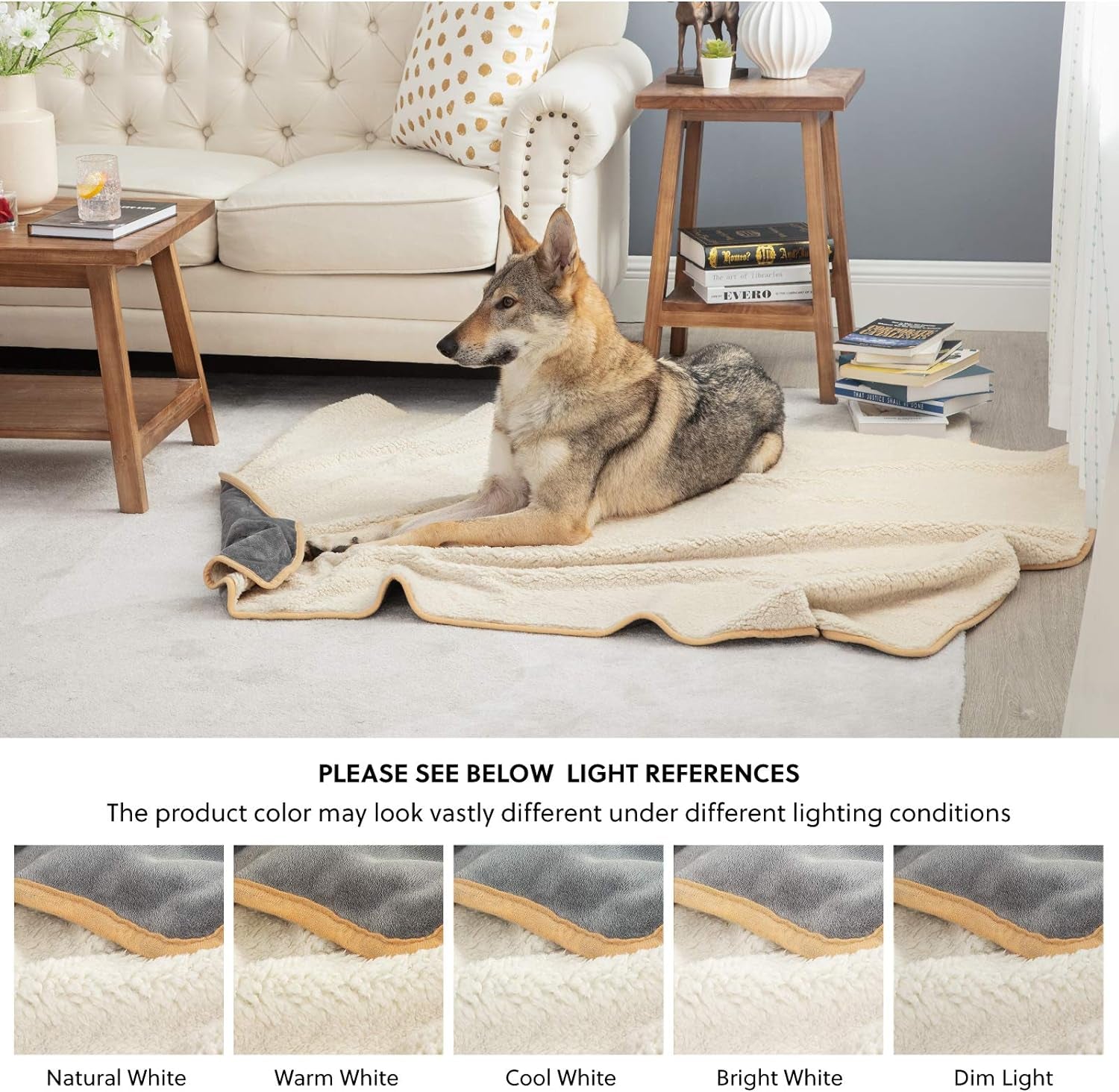 Waterproof Dog Blankets for Small Dogs - Small Cat Blanket Washable for Couch Protection, Sherpa Fleece Puppy Blanket, Soft Plush Reversible Throw Furniture Protector, 25"X35", Grey