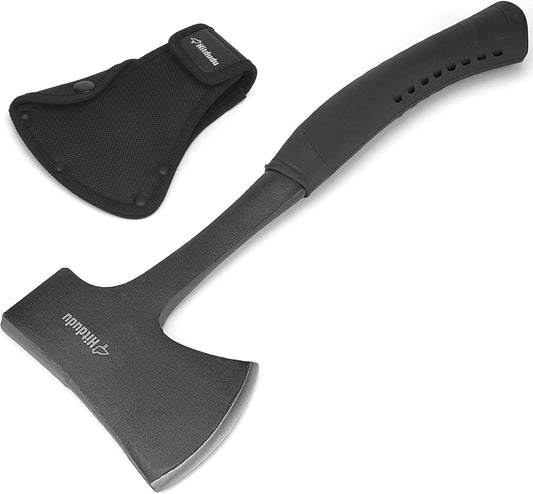 Camping Hatchet, Full Tang Camping Axe Splitting Axe for Wood Splitting and Kindling, Forged Carbon Steel Heat Treated Hand Maul Tool, Shock Reduction Handle with Anti-Slip Grip