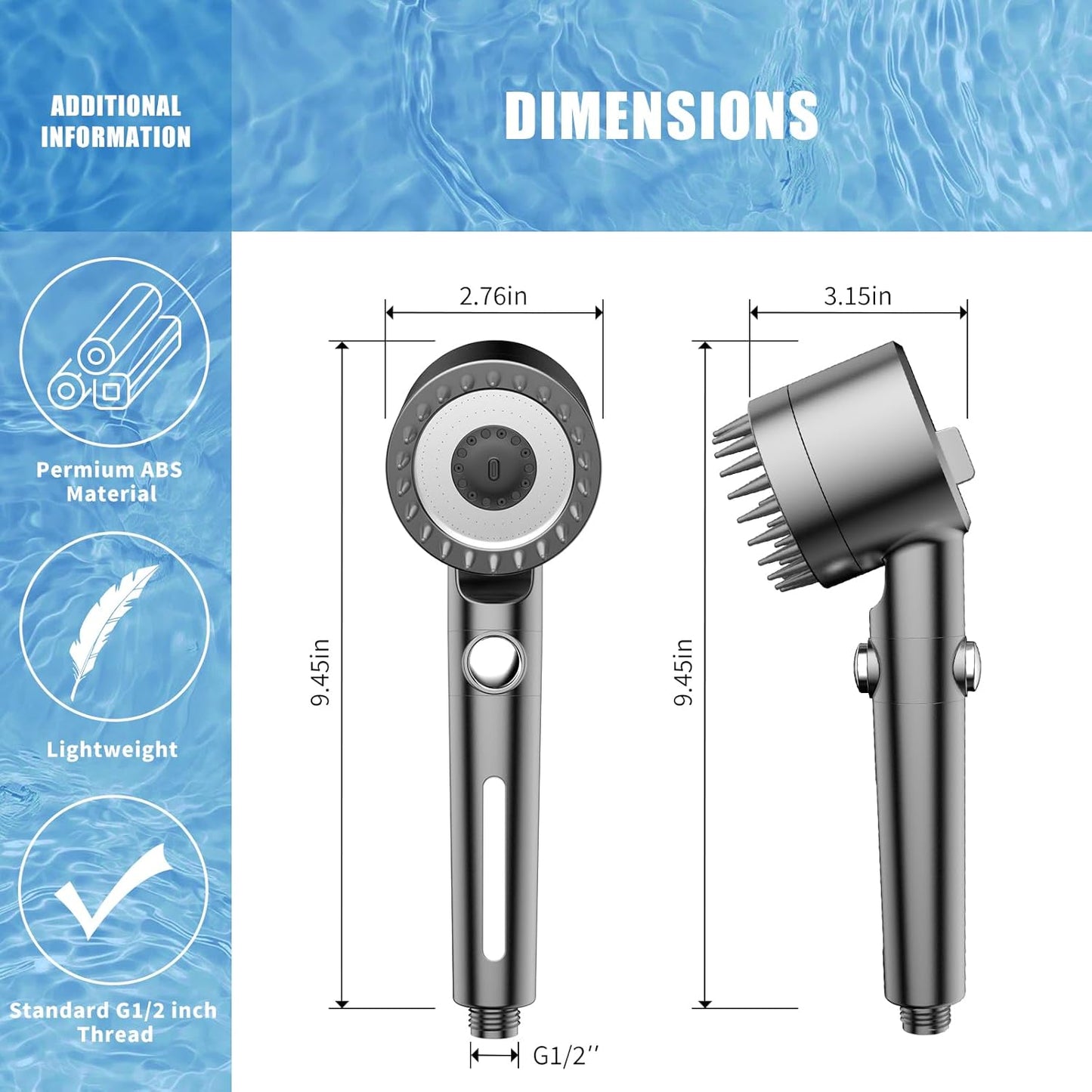 Filtered Shower Head with Handheld, High Pressure Water Flow and Multiple Spray Modes Shower Head with Filter, Power Wash for Hard Water, Showerhead with ON/OFF Switch for Pets Bath